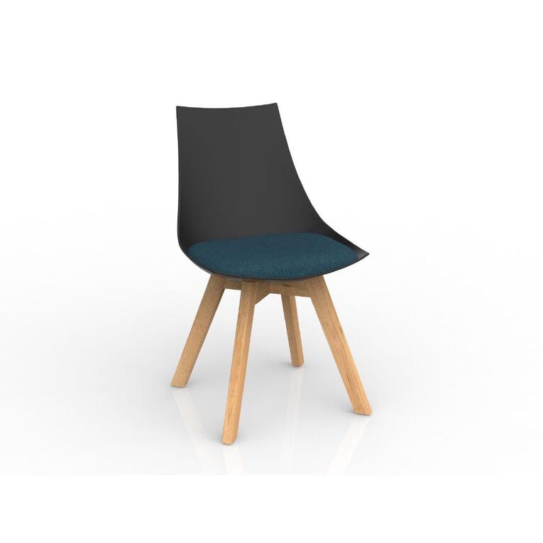 Luna Black Deep Blue Oak Base Chair Black/Blue
