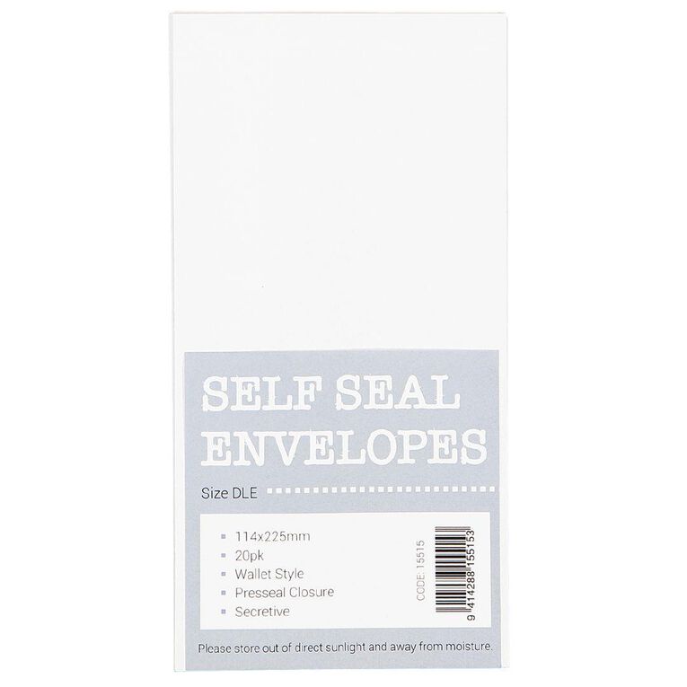 WS Self Seal DLE Envelope 20 Pack