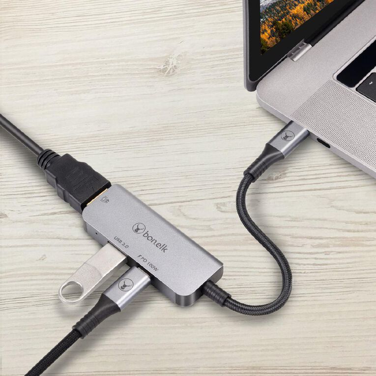 Bonelk Long Life 3in1 Multiport Hub Space Grey Black