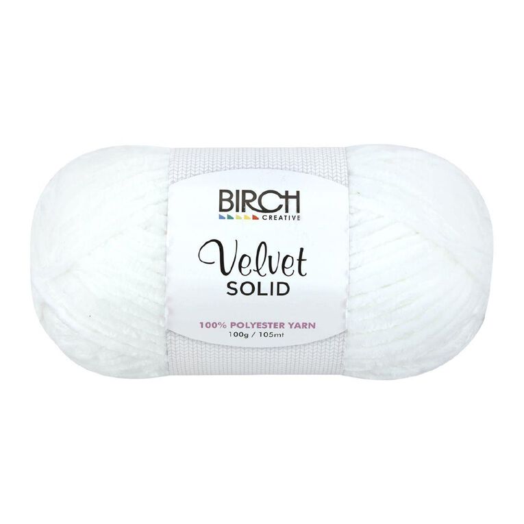 Birch Velvet Yarn 100% Polyester 100G White