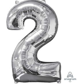 Anagram Mid-Size Shape Silver Number 2 Balloon