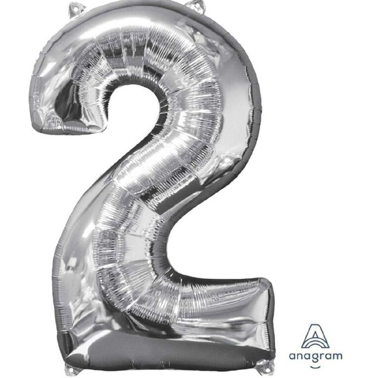 Anagram Mid-Size Shape Silver Number 2 Balloon