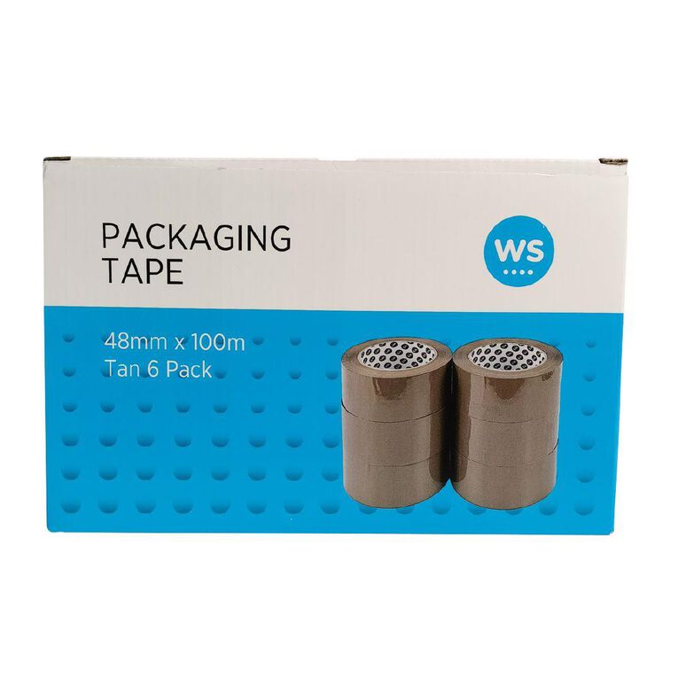 WS Packaging Tape Tan 48mm X 100m 6 Pack