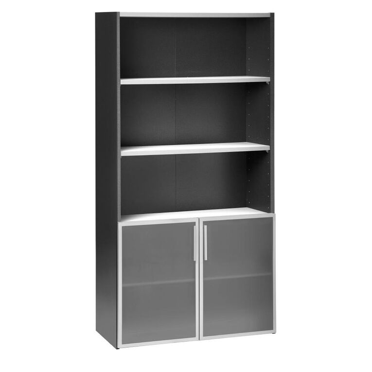 Jasper J Emerge 700 Glass Storage Cupboard Doors White/Ironstone