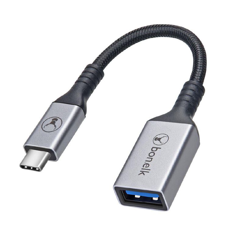 Bonelk Long-Life USB-C to USB-A Adapter Space Grey 15 cm Grey