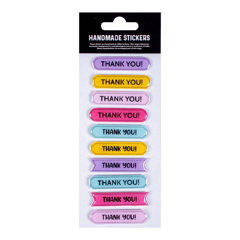 Uniti Craft Adults Resin Handmade Stickers Thank You 10Pc Multi-Coloured