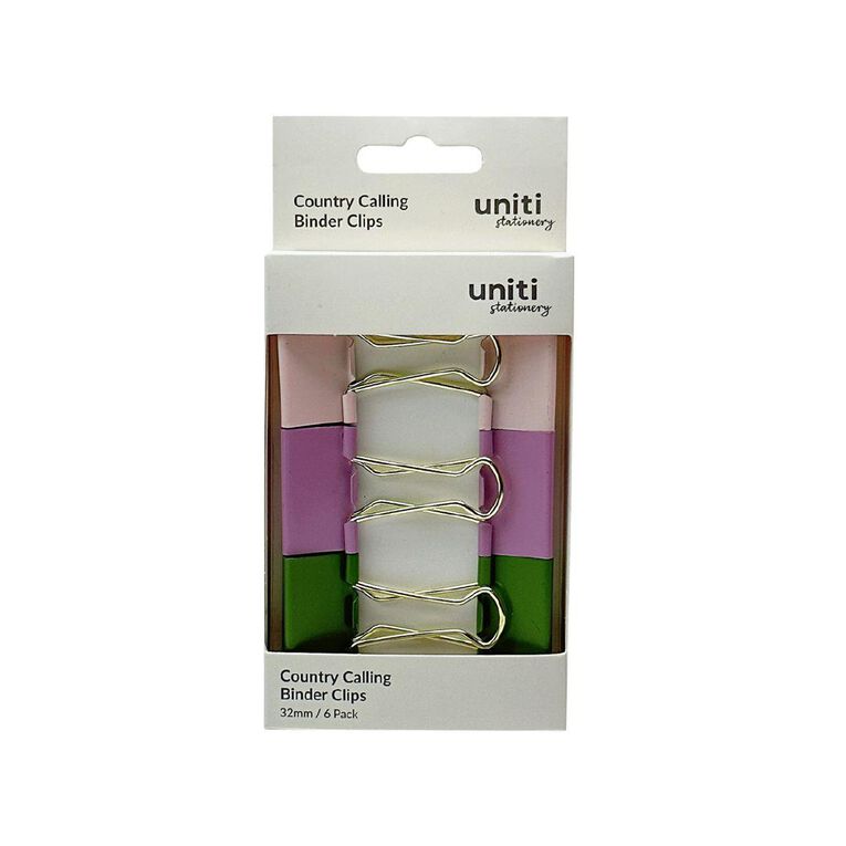 Uniti Stationery Country Calling Binder Clip 6 Pack
