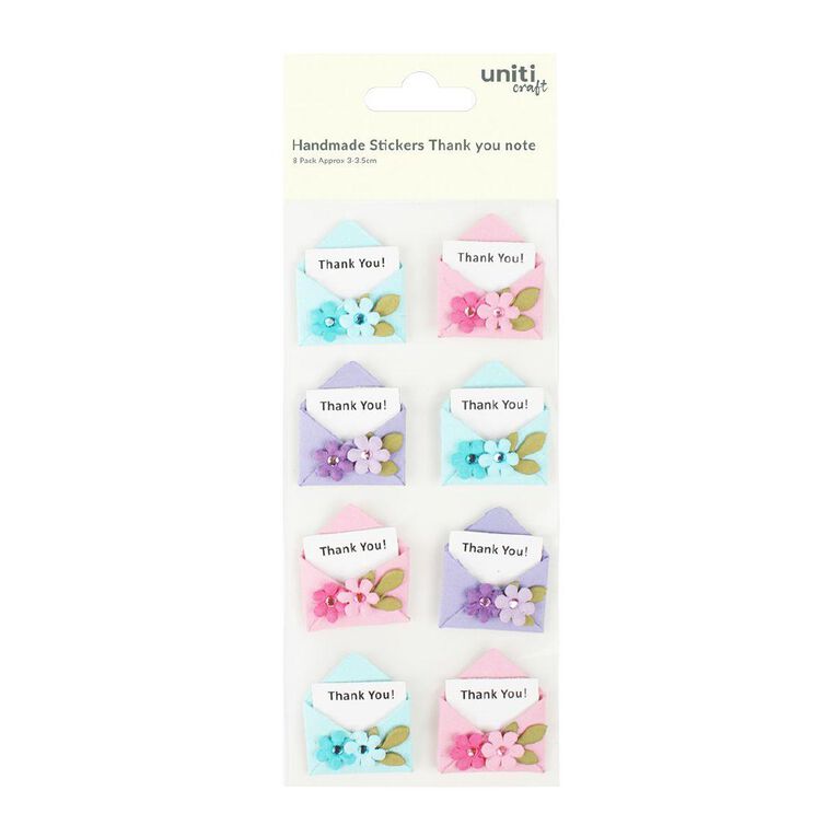 Uniti Hand Made Stickers Thank You Note 8 Piece