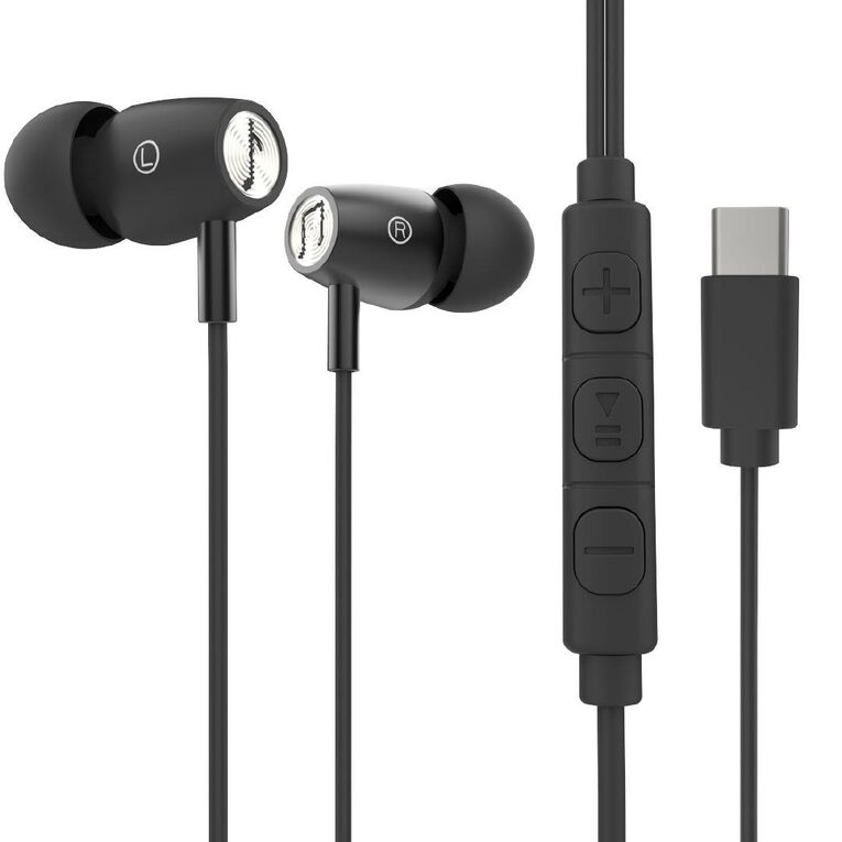Veon In Ear USB-C Earphones with Microphone VNA06BLK Black