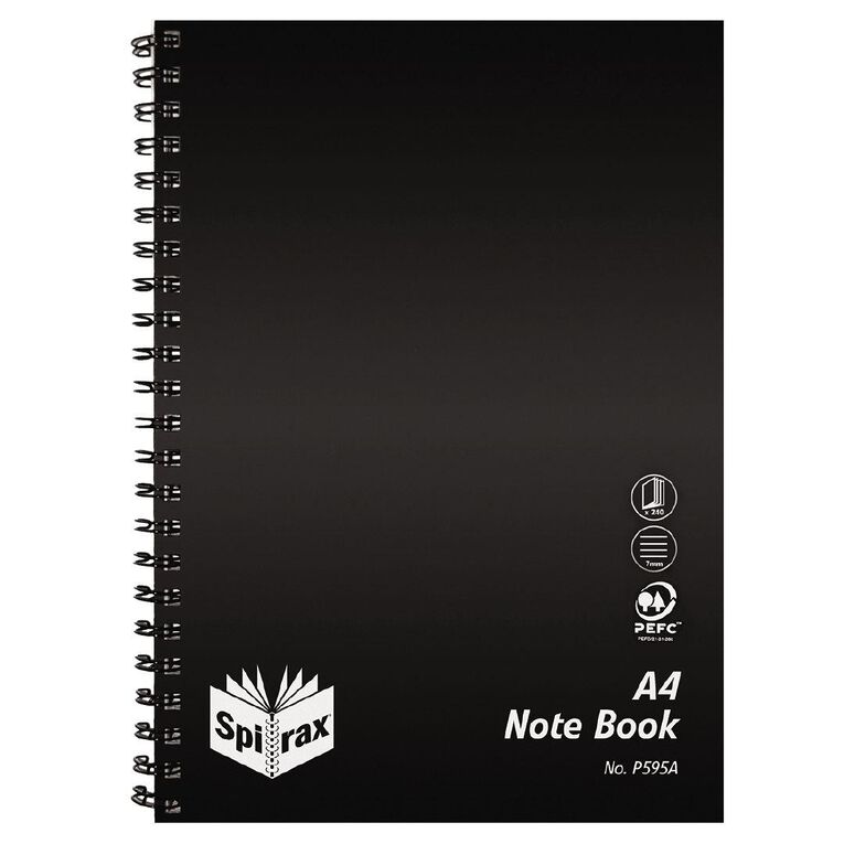 Spirax Notebook Spiral PP P595A 240 Pages Black A4