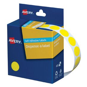 Avery Yellow Dispenser 1050 Dot Labels - 14mm Diameter