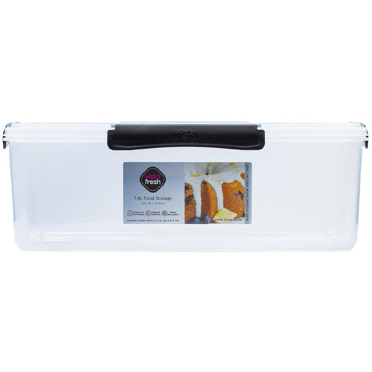 Visto Fresh Storage Container Clear/Charcoal Clips 7.4 Litre