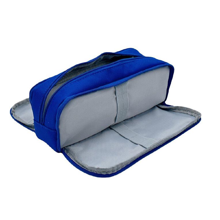 WS Pencil Case with 3 Zips Blue
