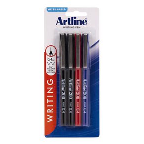 Artline 200 Pen 0.4mm 4 Pack Multi-Coloured