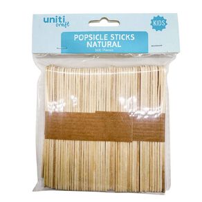 Uniti Popsicle Sticks Natural 100 Pack