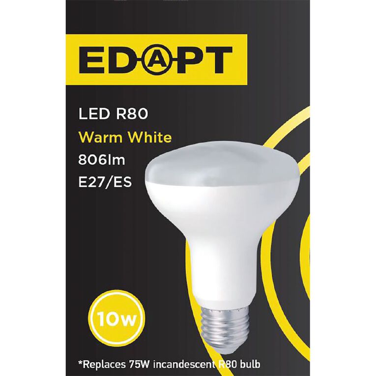 Edapt LED E27 Reflector Light Bulb R80 10W Warm White