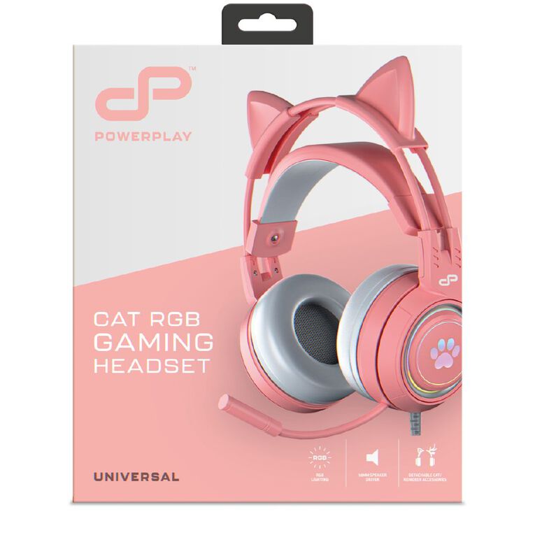 PowerPlay Cat RGB Gaming Headset Pink