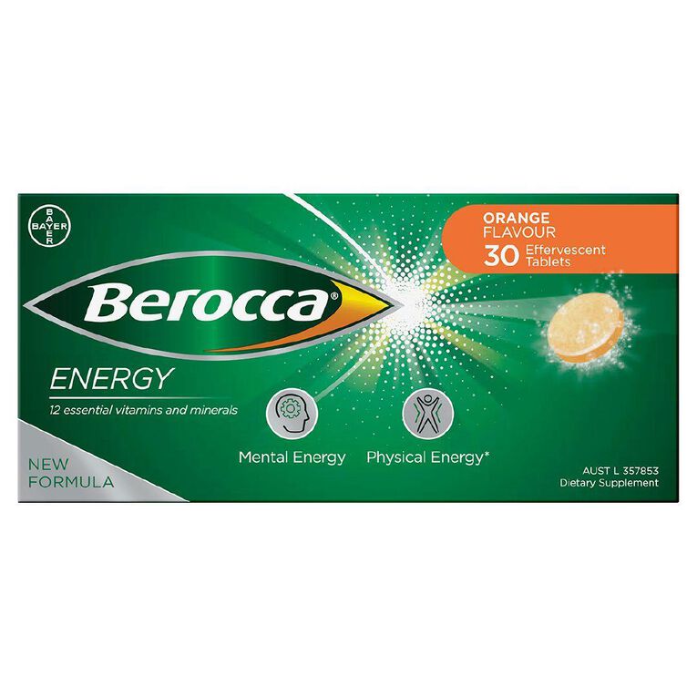 Berocca Energy Vitamin B & C Orange Flavour Effervescent Tablets 30 Pack