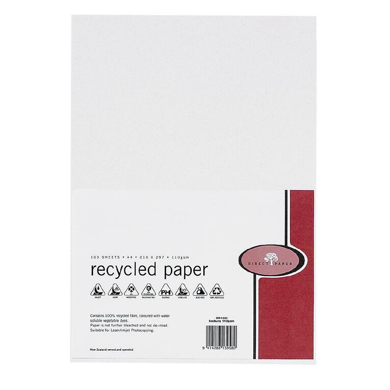Direct Paper Recycled Paper 100gsm Iceberg A4 100 Pack