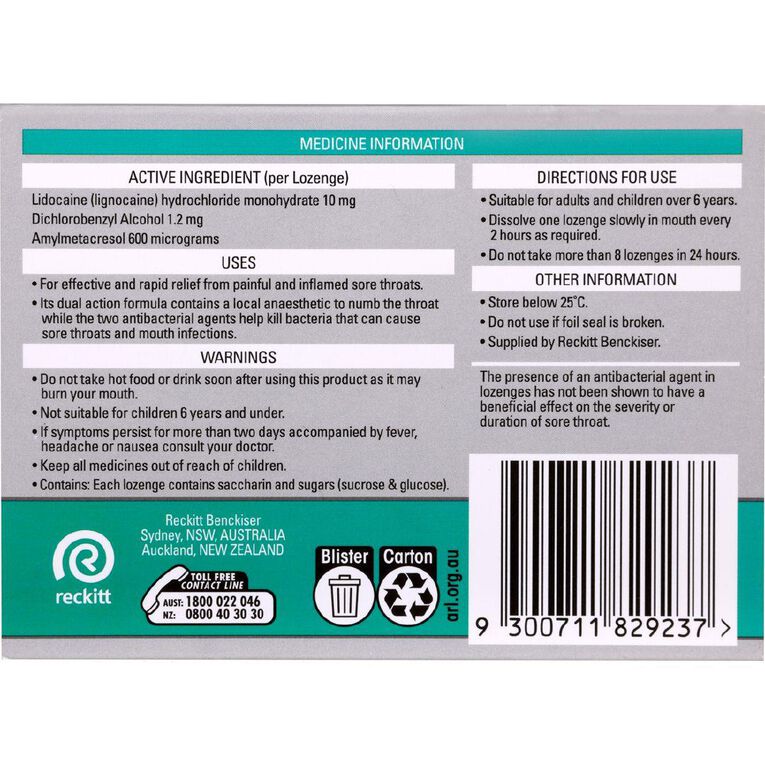 Strepsils Anaesthetic Menthol Flavour Lozenges 48 Pack