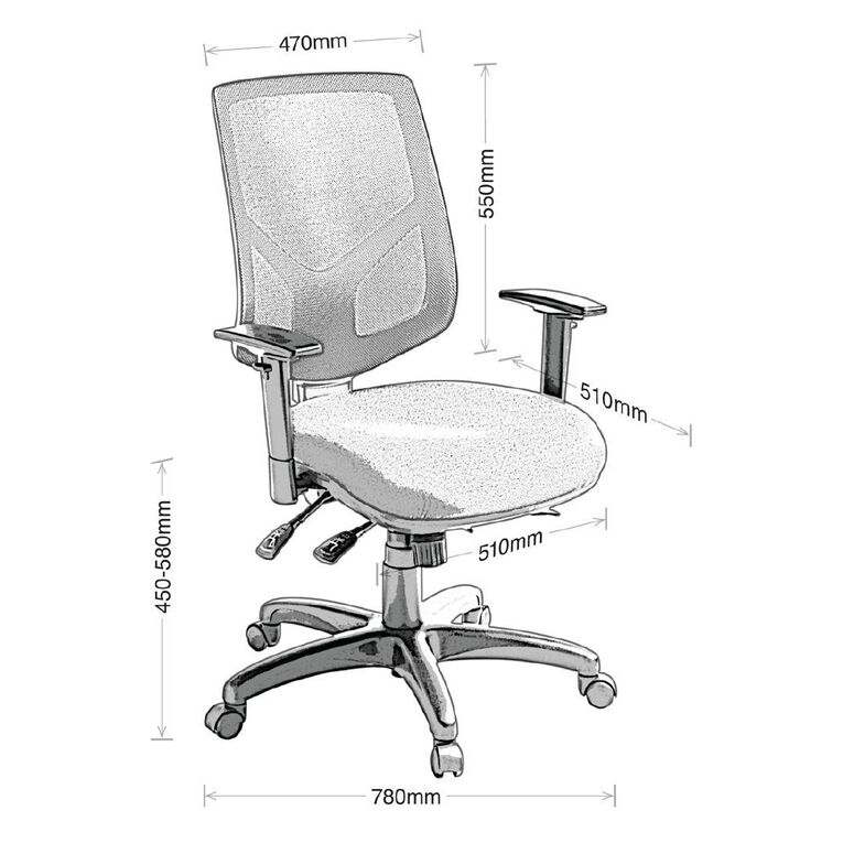 Eden Crew 3 Lever Highback Ergonomic Mesh Chair with Arms Black