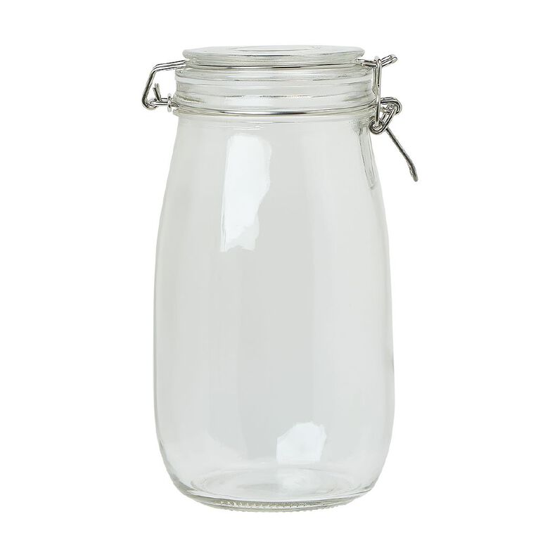 Living & Co Round Glass Clip Top Jar Clear 1.45L