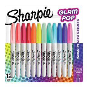 Sharpie Permanent Marker Fine Glam Pop 12 Pack