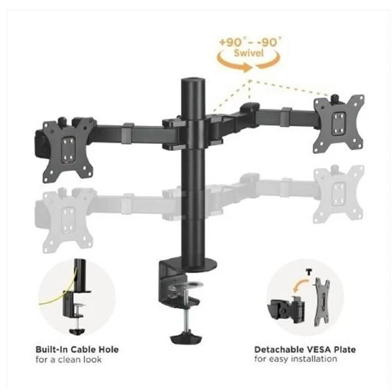 Bracom Dual Monitor Steel Articulating Monitor Arm Black
