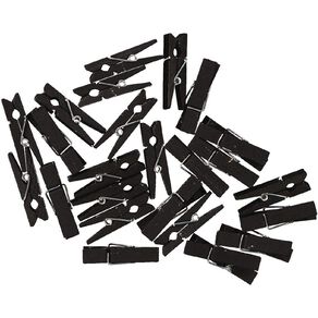 Uniti Wooden Pegs Black 24 Pack