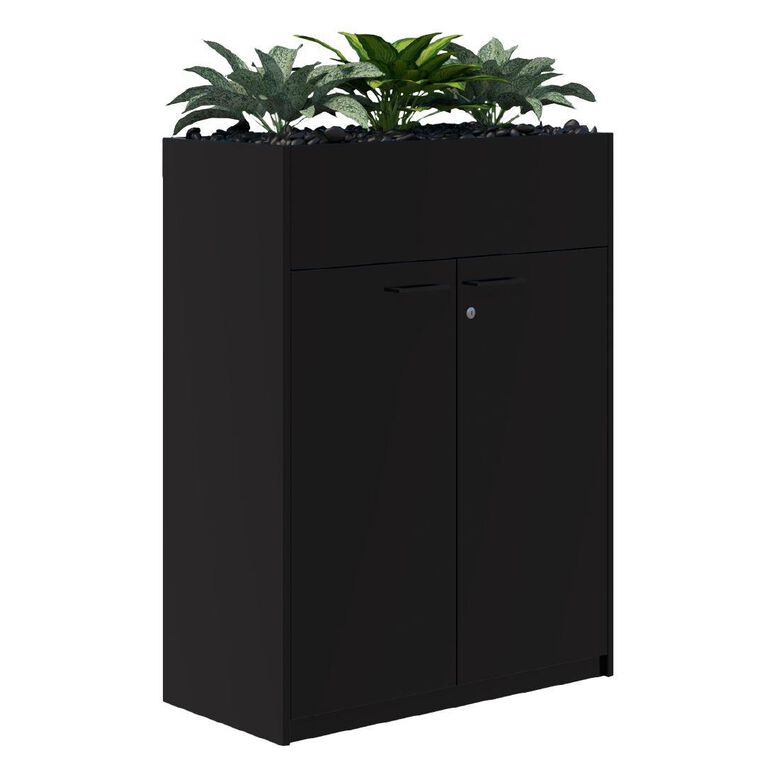 Rapid H Door STO Planter with Plants 1200 x 900 Lockable Black