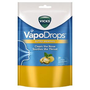 Vicks VapoDrops Butter Menthol Lozenges 24 Pack