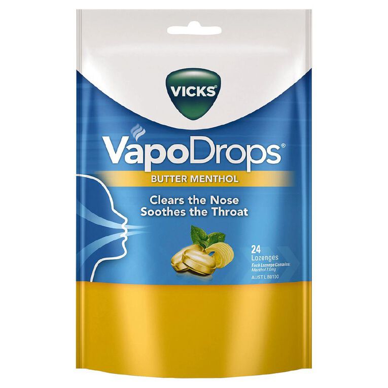 Vicks VapoDrops Butter Menthol Lozenges 24 Pack
