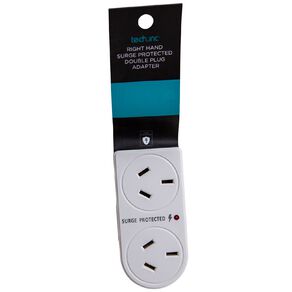 Tech.Inc Tech.Inc Right Hand Adapter Surge Protected Double Plug