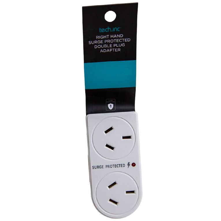 Tech.Inc Tech.Inc Right Hand Adapter Surge Protected Double Plug