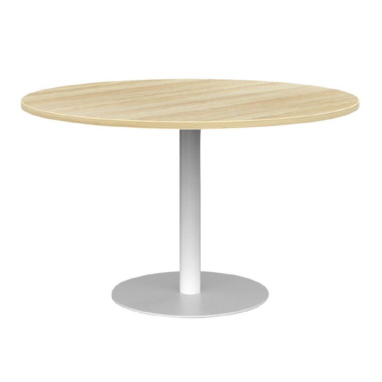 Knights Polo Meeting Table 1200 Round Oak Top
