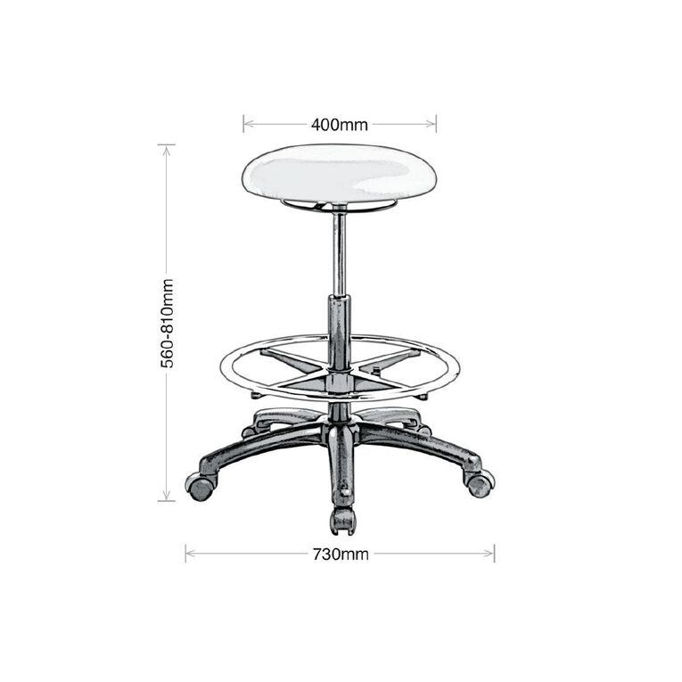 Eden Button Tech Stool with Footring Black Vinyl