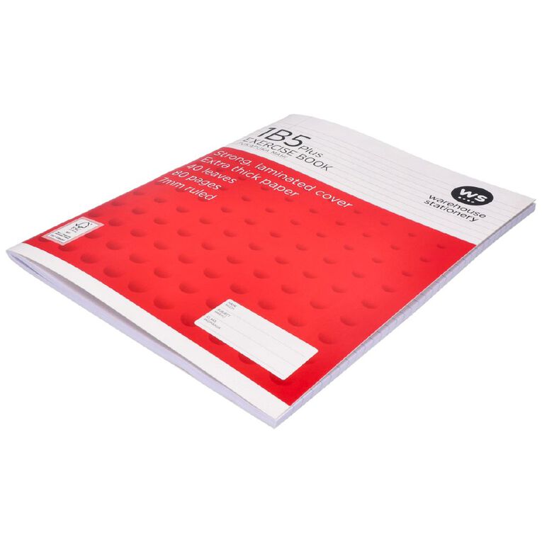 WS Exercise Book 1B5 Plus 7mm Ruled 40 Leaf Red