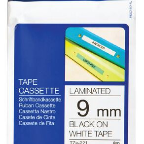 Brother P-Touch Tape Tze-221 9mm 8m Black On