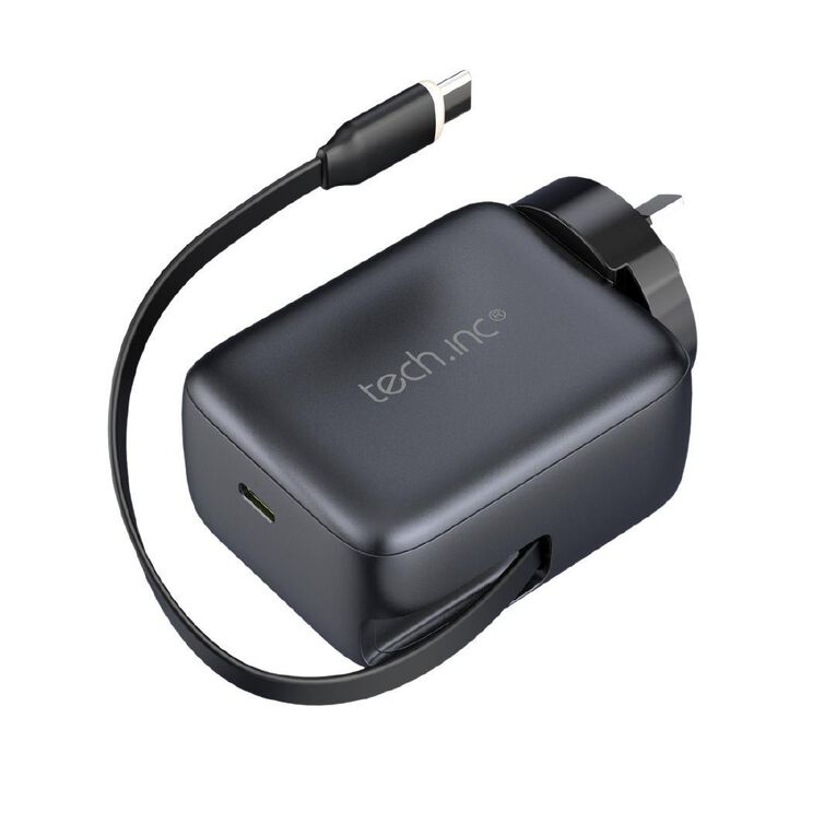 Tech.Inc 45W Wall Charger With Retractable Cable TIWAC45W