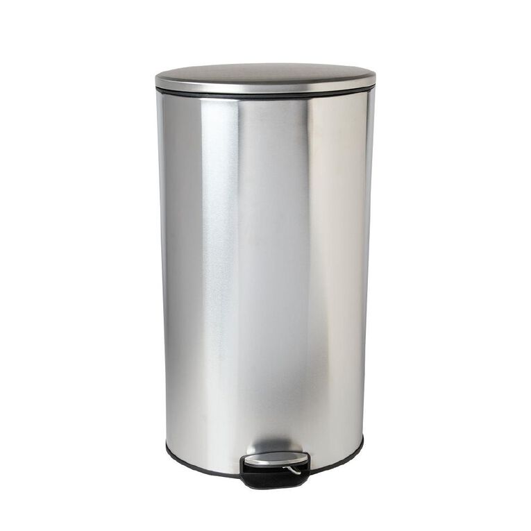 Living & Co Oval Pedal Bin Soft Close Stainless Steel 30L