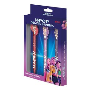 KPop Demon Hunters Erasable Gel Pens 3 Pack