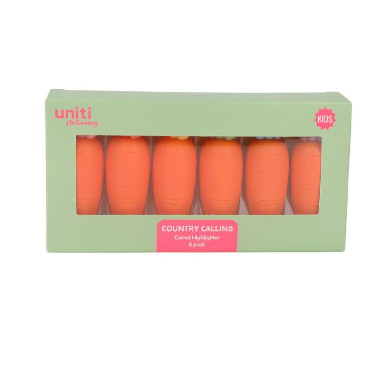 Uniti Kids Country Calling Carrot Highlighter 6 Pack