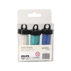 Uniti Glass Bead Set White Teal Blue