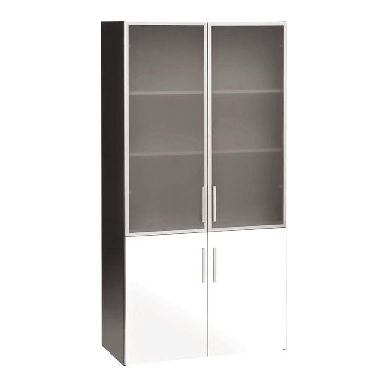 Jasper J Emerge Wood/Glass Doors Cupboard White/Ironstone