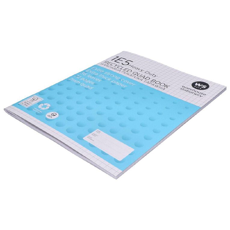 WS Exercise Book 1E5 7mm Quad 36 Leaf Heavy Duty