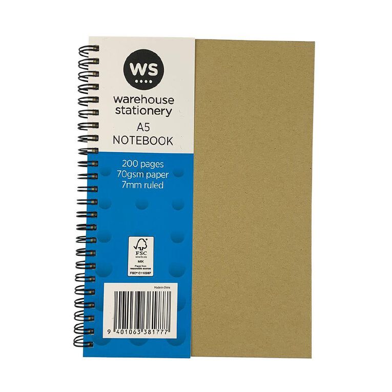 WS Notebook Wiro Kraft 200 Pages Assorted A5
