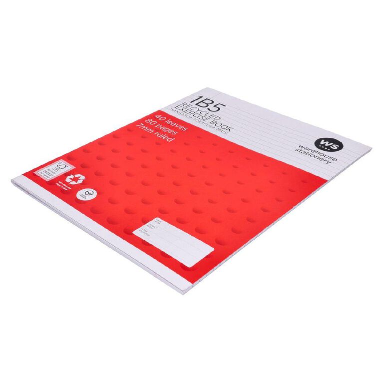 WS Exercise Book 1B5 7mm Ruled 40 Leaf Red