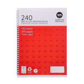 WS Spiral Writing Book 240 Page A4 Wiro Red