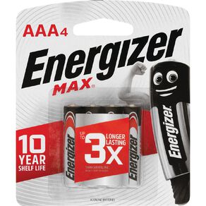 Energizer Max Alkaline Batteries AAA 4 Pack