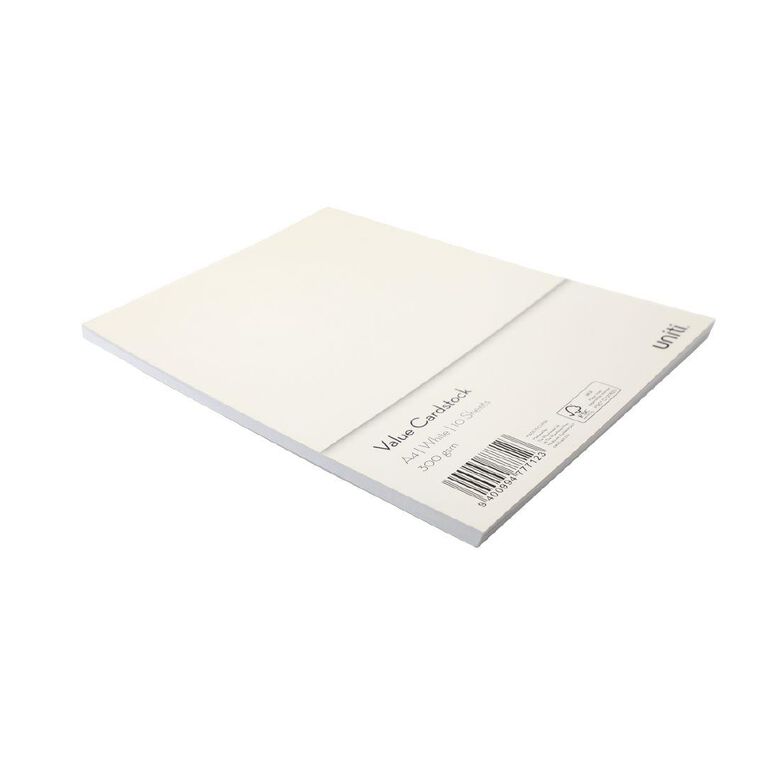 Uniti Value Cardstock 300gsm 10 Pack White A4